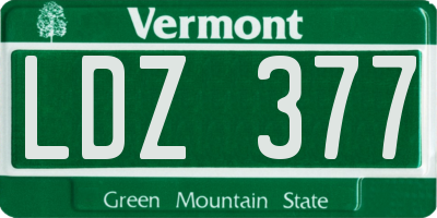 VT license plate LDZ377