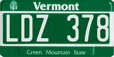 VT license plate LDZ378