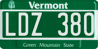 VT license plate LDZ380