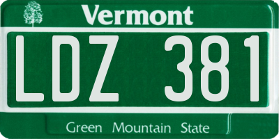 VT license plate LDZ381