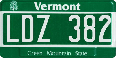 VT license plate LDZ382