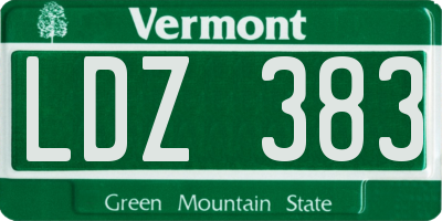 VT license plate LDZ383