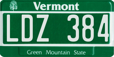 VT license plate LDZ384