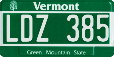 VT license plate LDZ385