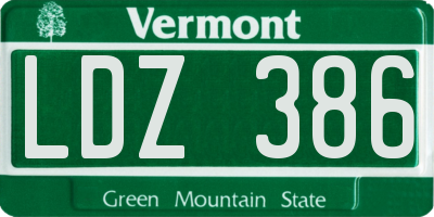 VT license plate LDZ386