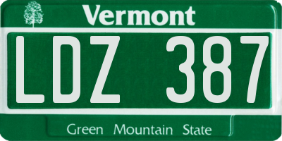 VT license plate LDZ387