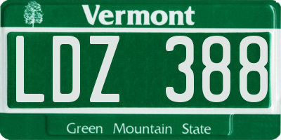 VT license plate LDZ388