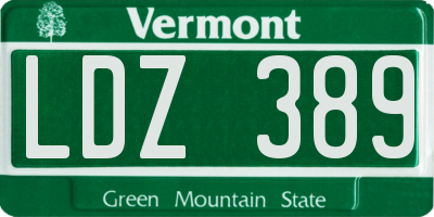 VT license plate LDZ389