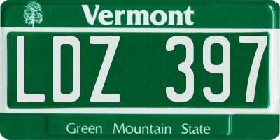 VT license plate LDZ397