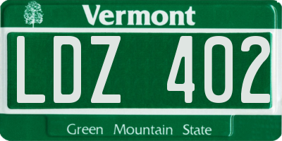 VT license plate LDZ402