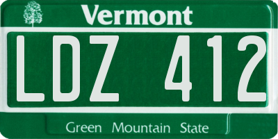 VT license plate LDZ412
