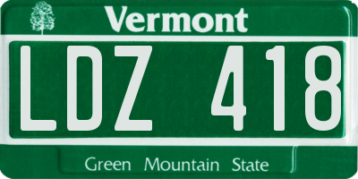 VT license plate LDZ418