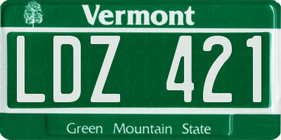 VT license plate LDZ421