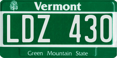 VT license plate LDZ430