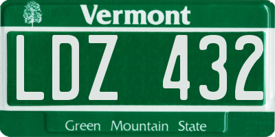 VT license plate LDZ432