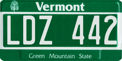 VT license plate LDZ442