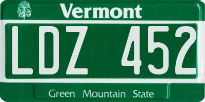 VT license plate LDZ452
