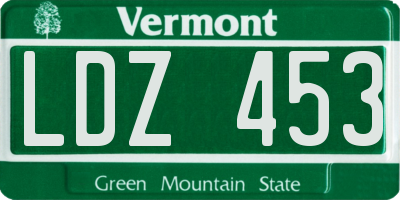 VT license plate LDZ453