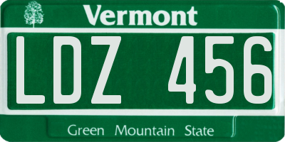 VT license plate LDZ456