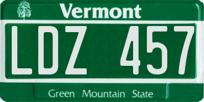 VT license plate LDZ457
