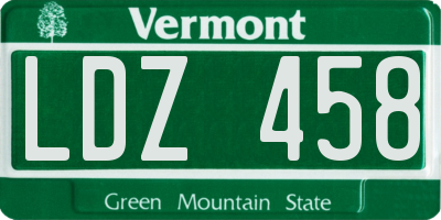 VT license plate LDZ458
