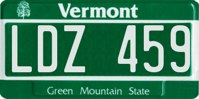 VT license plate LDZ459