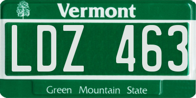 VT license plate LDZ463