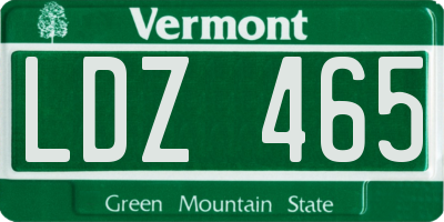 VT license plate LDZ465