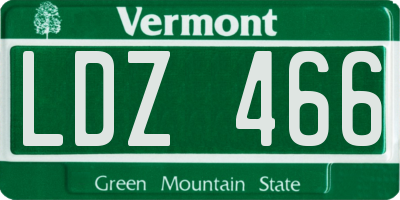 VT license plate LDZ466
