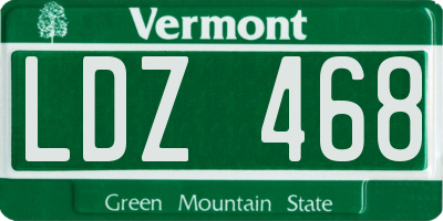 VT license plate LDZ468