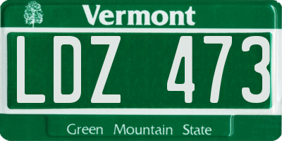 VT license plate LDZ473