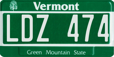 VT license plate LDZ474