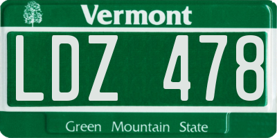 VT license plate LDZ478