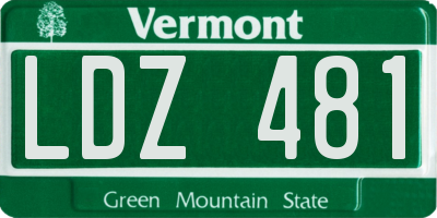 VT license plate LDZ481