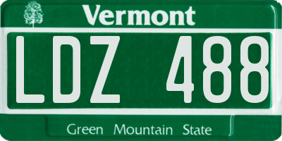 VT license plate LDZ488