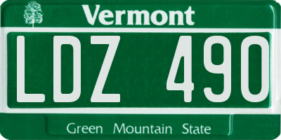 VT license plate LDZ490