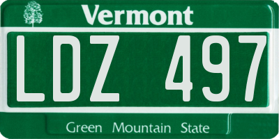 VT license plate LDZ497