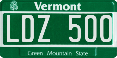VT license plate LDZ500