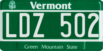 VT license plate LDZ502