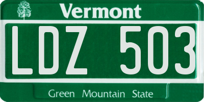 VT license plate LDZ503