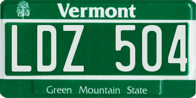 VT license plate LDZ504