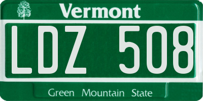 VT license plate LDZ508
