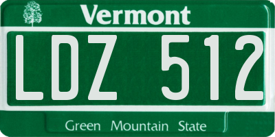 VT license plate LDZ512