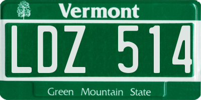 VT license plate LDZ514