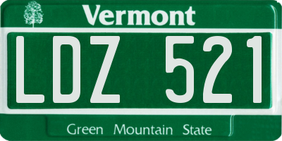 VT license plate LDZ521