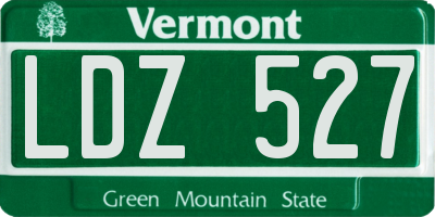 VT license plate LDZ527