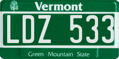 VT license plate LDZ533