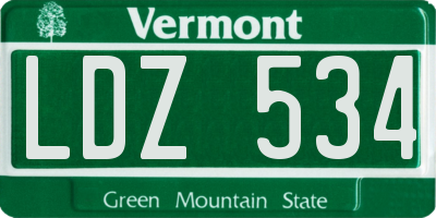 VT license plate LDZ534