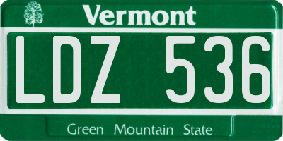 VT license plate LDZ536