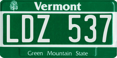 VT license plate LDZ537